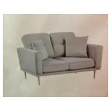 58"L Loveseat with Pillows in Light Gray