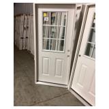 36" x 80" LH Fiberglass 9-Lite Exterior Door