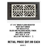 6" x 14" Brass Floor Register x5