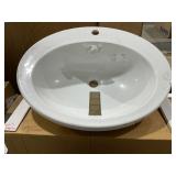 24" x 20" Porcelain Oval Sink in White