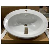 24" x 20" Porcelain Oval Sink in White