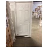 36" x 80" LH Fiberglass 6-Panel Exterior Door