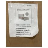 RTA King Size Velvet Sleigh Bed Frame in White