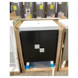 24"L Bathroom Cabinet in Black w Single Sink
