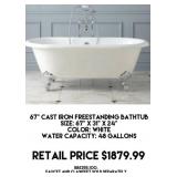 67" Cast Iron Freestanding Bathtub