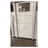 Fiberglass Craftsman Blk Leaded Entry Door