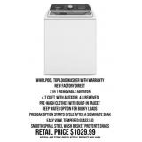 Whirlpool Top Load Washer With Warranty-Used