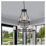 Fabulous Black Farmhouse Wagon Wheel Chandelier