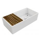 36" x 19" Single Bowl Fireclay Sink w Accessories