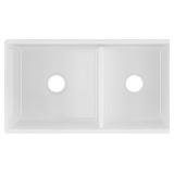 33" White Fireclay 60/40 Double Bowl Farm Sink