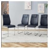 4 Black Padded Dining Chairs