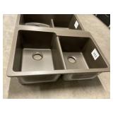 33" Double Bowl Composite Sink in Chestnut