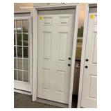 32" x 80" LH Fiberglass 6-Panel Exterior Door