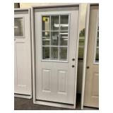 36" x 80" LH Fiberglass HV 9-Lite Exterior Door