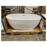 59" White Acrylic Freestanding Soaking Bathtub