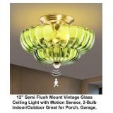 12" Semi-Flush Mount Vintage Glass Light