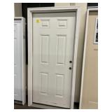 36" x 80" LH Fiberglass 6-Panel Exterior Door