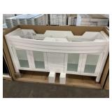 61" White Double Bowl Vanity Base
