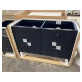 47" Black Double Bowl Vanity Base