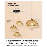 3-Light Rattan Cage Chandelier