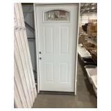 36" x 80" RH Steel 4-Panel Exterior Door in White