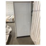 36" x 80" LH Steel 3-Panel Exterior Door in White