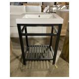 24" x 19" Single Sink Storage Shelf in Black