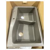 32" x 22" Silgranite Double Bowl Sink in Espresso