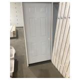 36" x 80" LH 6-Panel Steel Exterior Door in White