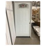 36" x 80" LH Steel 4-Panel Exterior Door in White