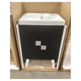 24" x 18" Vanity in Black with Single Sink Top