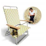 Bliss Foldable High Beach Chair w/ Side Pockets x2