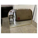 42" x 30" Rounded Top Mirror w Gold Metal Frame