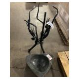 Stone Sink Bowl with Wrought Iron Base