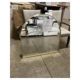 36" x 36" Round-Top Mirror w Gold Metal Frame
