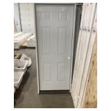 32" x 80" LH Steel 6-Panel Exterior Door-White