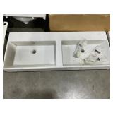 47" x 19" Porcelain Wall-Mount Double Bowl Sink
