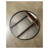 24"DIA Round Mirror with Black Metal Frame