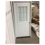 36" x 80" LH 1/2 View 9-Lite Exterior Door-White