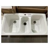 44" x 22" Composite Triple Bowl Sink in White