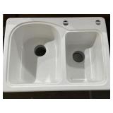 25" x 18" Mixed Composite Dbl Bowl Sink x 3
