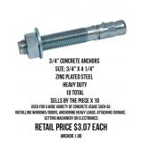 3/4" Concrete Anchors x10