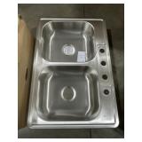 33" x 22" Drop-In Dbl Bowl Sink in Stainless Steel