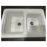 33" x 22" Double Bowl Composite Sink in White
