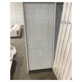 32" x 80" RH Steel 6-Panel Exterior Door in White