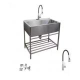 RTA 36" x 22" Laundry Sink w Storage Shelf& Faucet