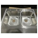 33" x 22" Dbl Bowl Drop-In Sink in Stainless Steel