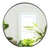 36'DIA Round Metal Frame Mirror in Black