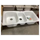 44" x 22" Composite Triple Bowl Sink in White