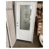 36" x 80" RH 3/4 View Steel Ext.  W/ Etched Glass